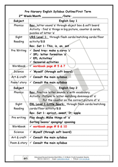Pre-Nursery Planner