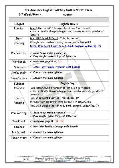 Pre-Nursery Planner